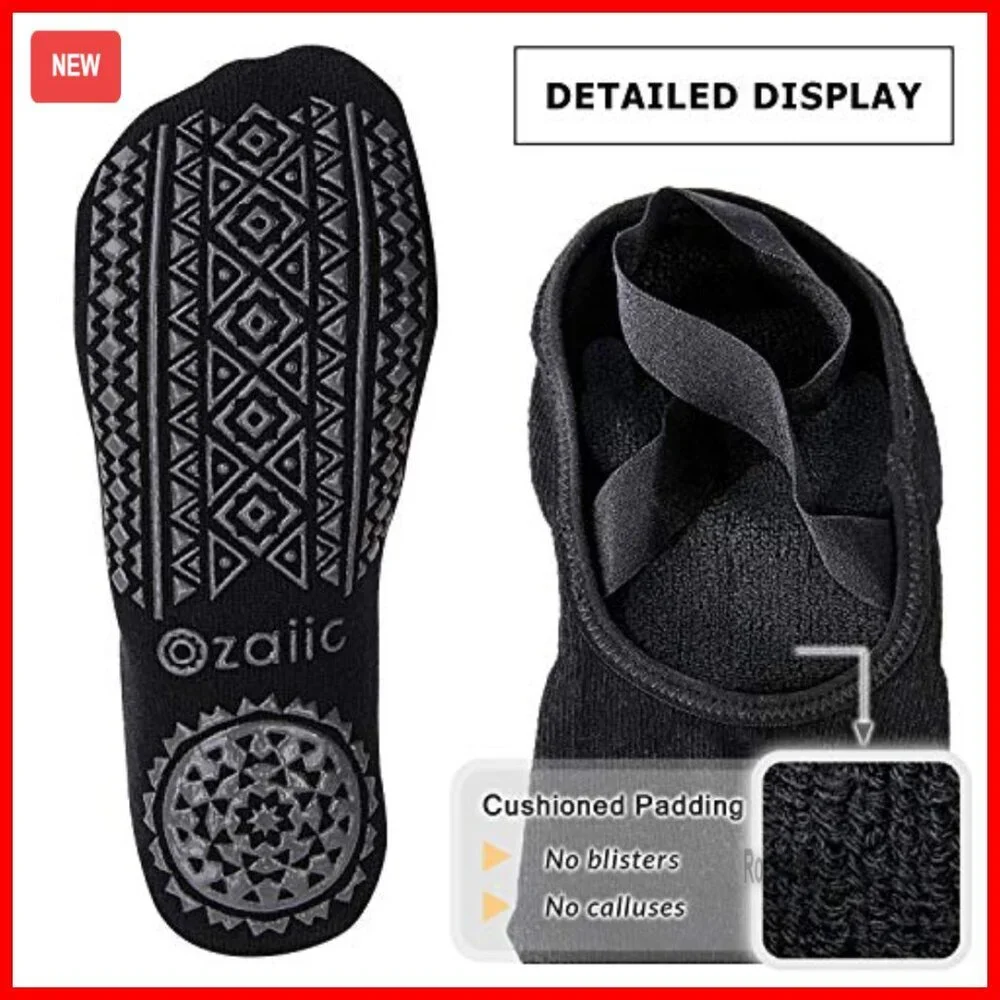 Non-Slip Pilates Socks with Silicone Grips for Yoga Barre Dance Workout